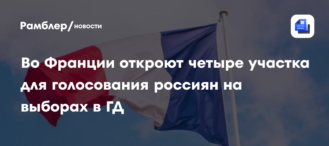 Во Франции откроют четыре участка для голосования россиян на выборах в ГД